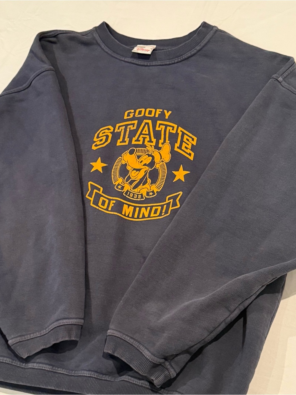 Vintage Disney Store Goofy State Of mind Navy Blue Sweatshirt Pullover 2XL Faded